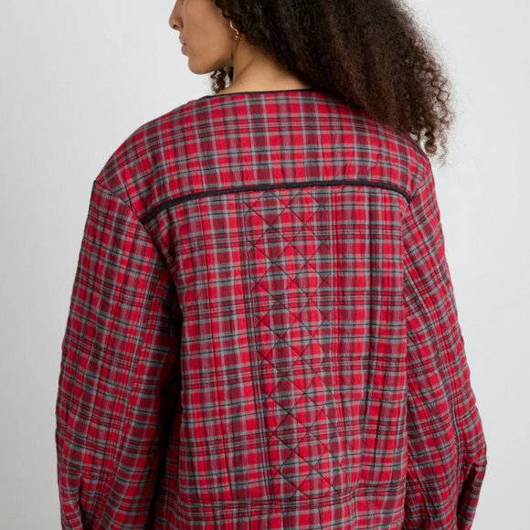NWOT Damson Madder Macy Quilted Jacket - Red Check US 12 UK 16 - Picture 5 of 8